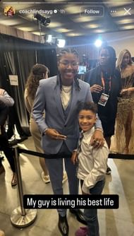 Lindsay Gottlieb's son Jordan takes a photo with Shyanne Sellers
